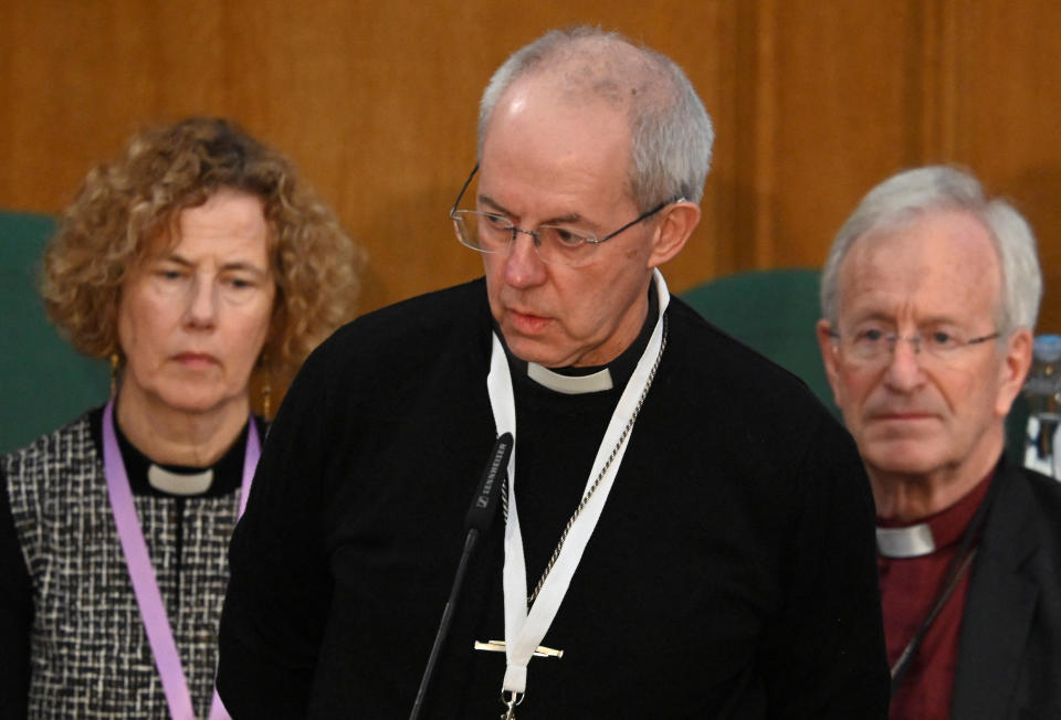 The Archbishop of Canterbury Justin Welby attends the Church of England General Synod meeting in London, Britain, February 9, 2023. REUTERS/Toby Melville