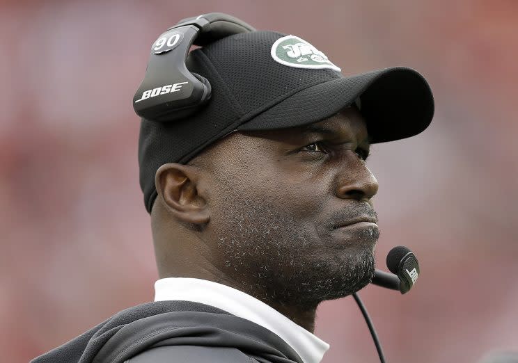 Jets coach Todd Bowles was hospitalized on Friday. (AP)