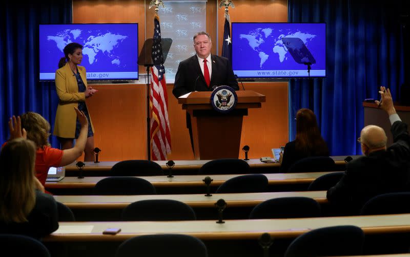 U.S. Secretary of State Pompeo holds news conference at the State Department in Washington