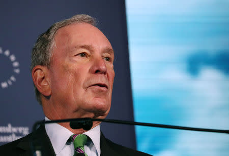 FILE PHOTO: Businessman and former New York City Mayor Michael Bloomberg speaks at the opening of the Bloomberg Global Business Forum in New York, U.S., September 26, 2018. REUTERS/Shannon Stapleton/File Photo