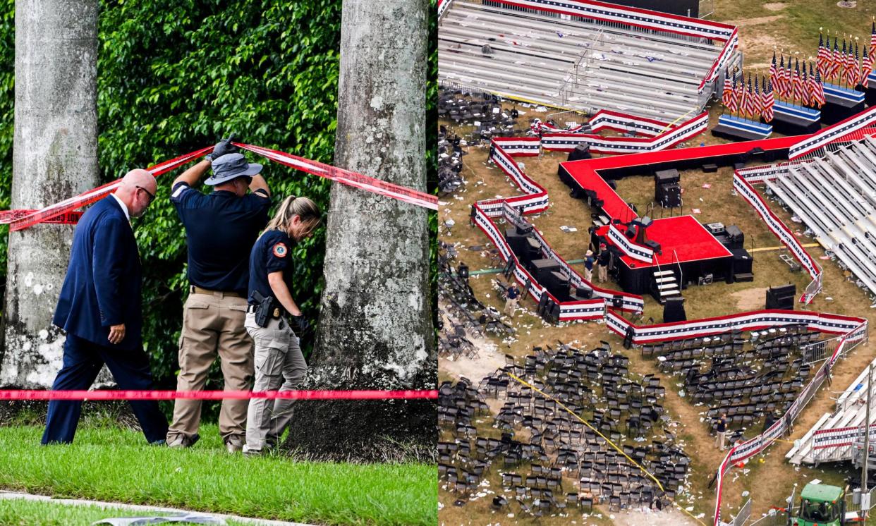 <span>Two apparent assassination attempts on Donald Trump have coincided with an increased support for political violence.</span><span>Composite: AFP via Getty Images, Reuters</span>