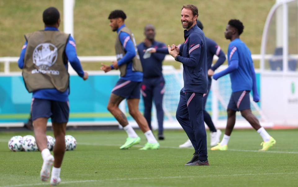 Gareth Southgate leads a training session at St George's Park - GETTY IMAGES