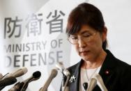 Japan's Defence Minister Tomomi Inada announces her resignation during a news conference at the Defence Ministry in Tokyo, Japan July 28, 2017. REUTERS/Kim Kyung-Hoon