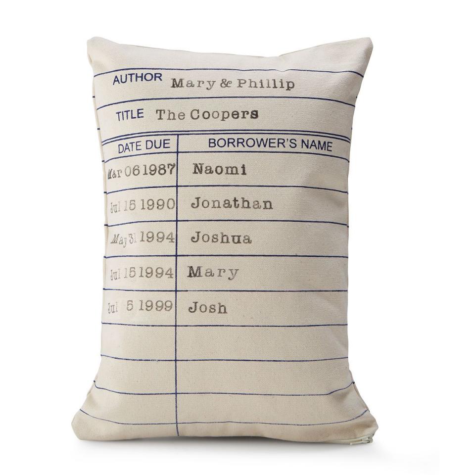 Personalized Library Card Pillow