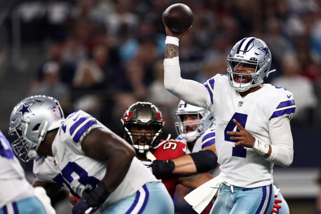 Dak Prescott of the Dallas Cowboys looks on against the New York News  Photo - Getty Images