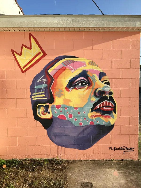 Mural on Princess Street in Wilmington of Martin Luther King Jr. by Nathan Verway.