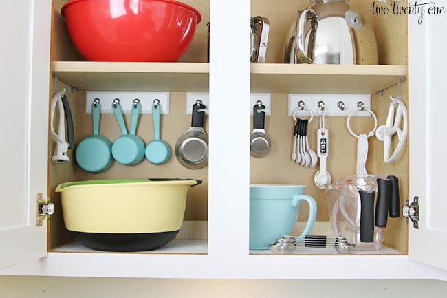 Put Measuring Cups and Spoons on Hooks