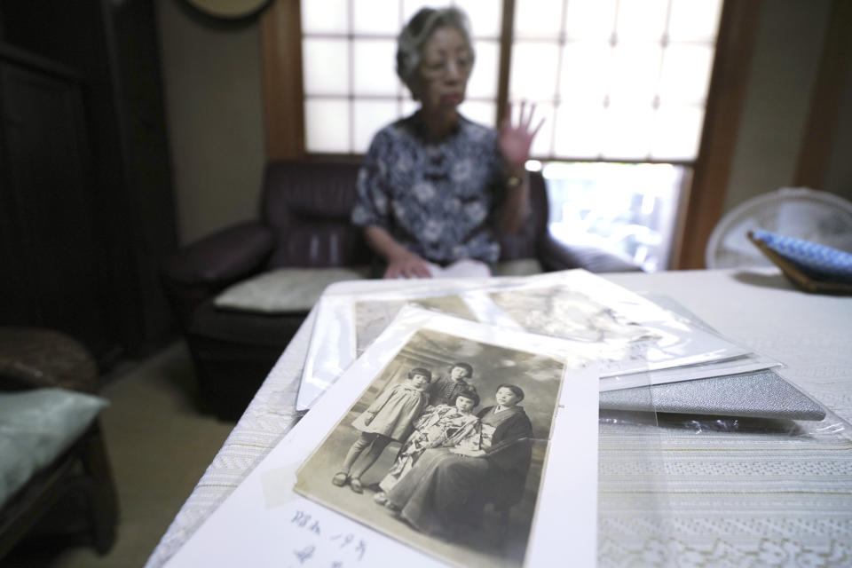 Mari Kaneda, a Pacific war orphan, speaks on her experience during an interview with The Associated Press Sunday, July 19, 2020, in Warabi, north of Tokyo. In Japan, war orphans were punished for surviving. They were bullied. They were called trash, sometimes rounded up by police and put in cages. Some were sent to institutions or sold for labor. They were targets of abuse and discrimination. Now, 75 years after the war's end, some are revealing their untold stories of recovery and pain, underscoring Japan’s failure to help its own people. (AP Photo/Eugene Hoshiko)