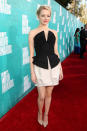 Emma Stone arrives at the 2012 MTV Movie Awards.