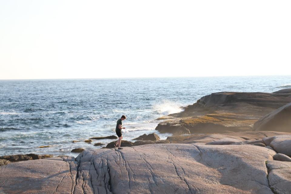 Tom Lynskey at the wreck site of the SS Atlantic in Prospect N.S.