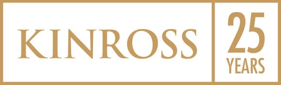 Kinross logo with celebration for 25 year anniversary.