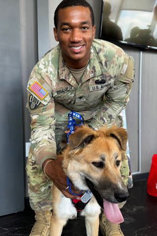<p>Courtesy of Paws of War</p> Soldiers reunited with the stray animals they rescued while being deployed in the Middle East