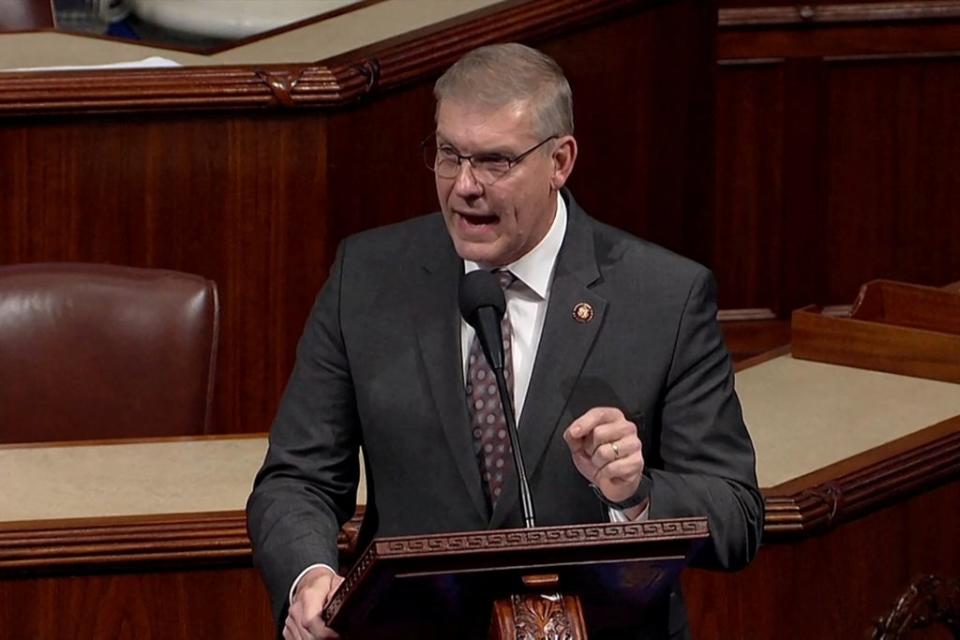 Barry Loudermilk speaks ahead of a vote on two articles of impeachment against President Donald Trump on December 18, 2019 (via REUTERS)