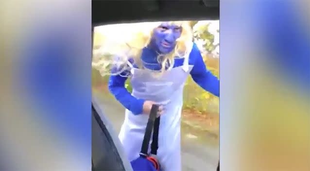 As he opens the car door, it confirms there isn't another Smurf in sight. Picture: Brody Walmsley/Guzelian