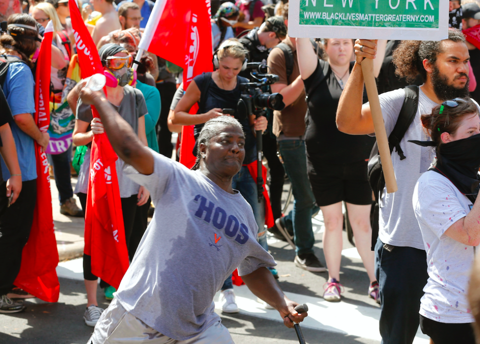 <em>Counter-protestors took to the streets to stand against the white supremacists (PA)</em>