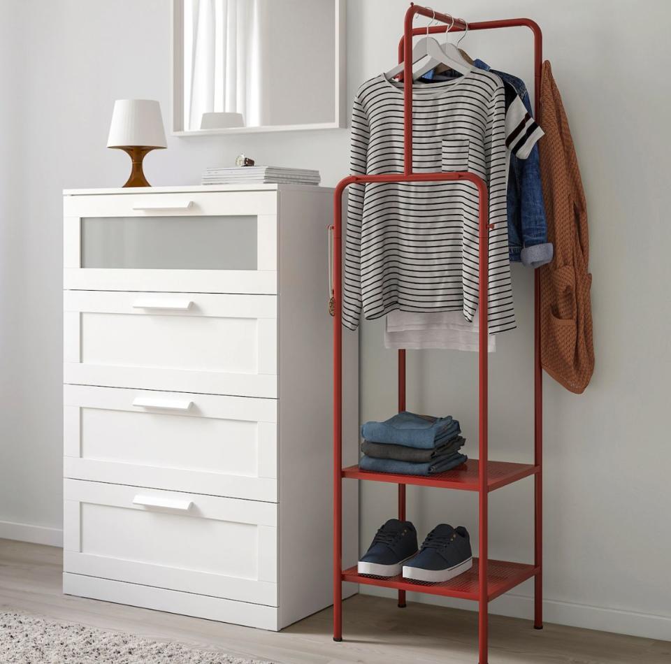 This colorful clothing rack will finally free up your bed or the chair where you keep all your rejected outfits.&nbsp;<a href="https://fave.co/3b8V0SI" target="_blank" rel="noopener noreferrer">Find it for $50 at IKEA</a>.