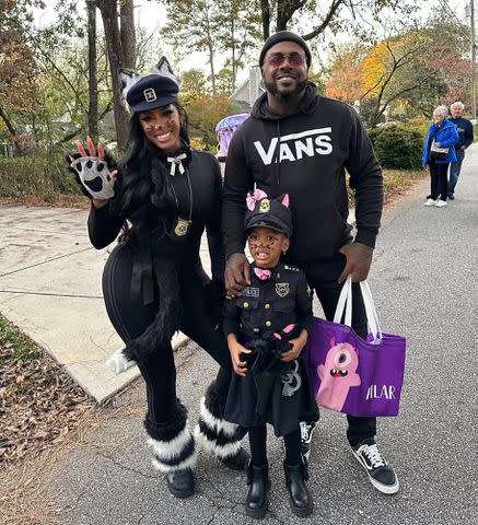 <p>Porsha Williams Instagram </p> Porsha Williams, Pilar Jhena McKinley, and Dennis McKinley dress up for Halloween 2023.