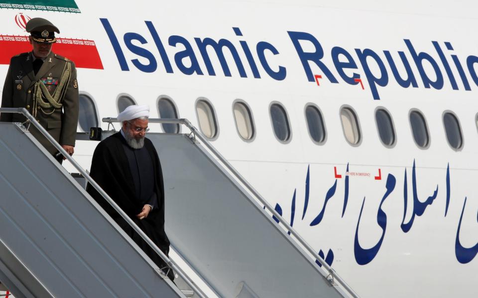 Iranian President Hassan Rouhani arrives in Zurich earlier this month - REUTERS