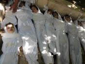 A Shaam News Network picture shows bodies of children said to have been killed in a toxic gas attack by pro-government forces in eastern Ghouta, on the outskirts of Damascus on August 21, 2013