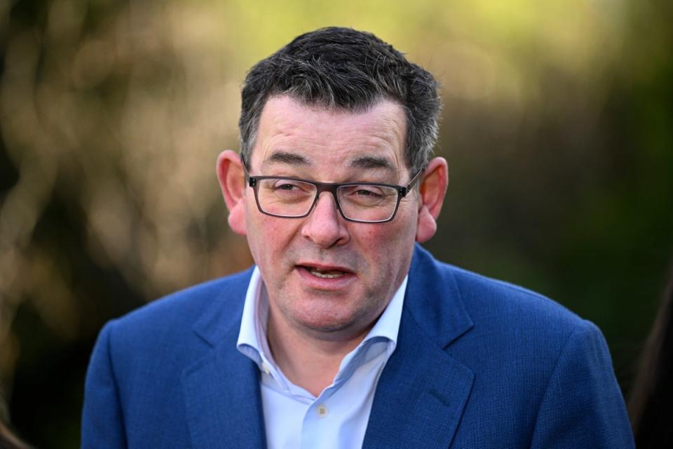 Victorian state premier Daniel Andrews announcing the news (AP)