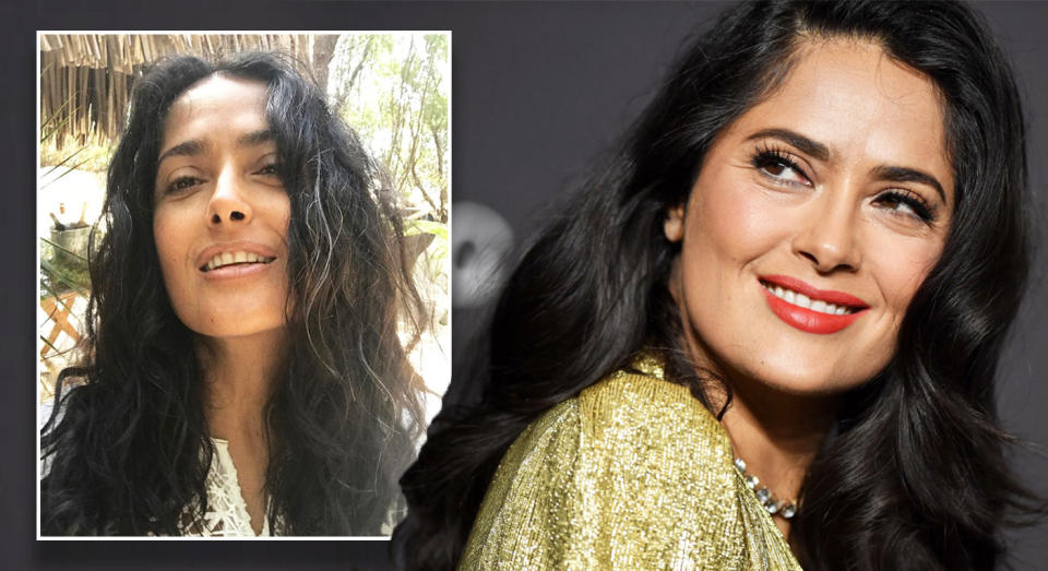 Salma Hayek took to Instagram to share a photo of her grey hair [Photo: Getty]