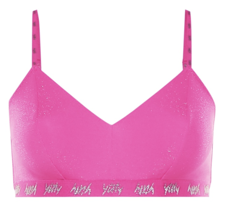 pink sports bra with yitty on band line