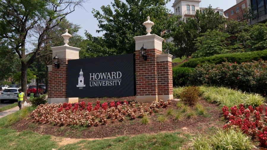 An electronic signboard welcomes people to the Howard University campus in July 2021 in Washington, D.C. There have been at least three violent incidents on or around the Howard campus in recent weeks. (Photo by Jacquelyn Martin/AP, File)