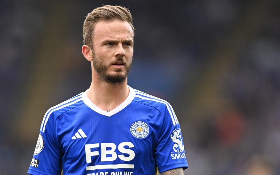 James Maddison of Leicester looks on during the Premier League match between Leicester City and West Ham United at The King Power Stadium on May 28, 2023 in Leicester, England - Getty Images/Michael Regan