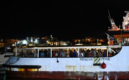 Spanish rescue ship Open Arms with migrants on board arrives in Lampedusa