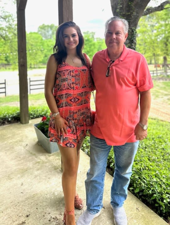 Katie Pratt and her father on Easter.