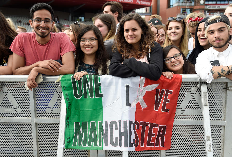 Fans are pictured attending the One Love Manchester Benefit Concert on June 4, 2017 in Manchester, England.&nbsp;