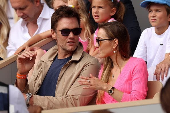 FILE PHOTO: PARIS, FRANCE: Tom Brady watches on from the crowd alongside Jelena Djokovic during the Men's Singles Final match between Novak Djokovic of Serbia and Casper Ruud of Norway at the 2023 French Open at Roland Garros on June 11, 2023 in Paris, France.