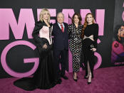 Reneé Rapp, left, Lorne Michaels, Tina Fey and Lindsay Lohan attend the world premiere of "Mean Girls" at AMC Lincoln Square on Monday, Jan. 8, 2024, in New York. (Photo by Evan Agostini/Invision/AP)