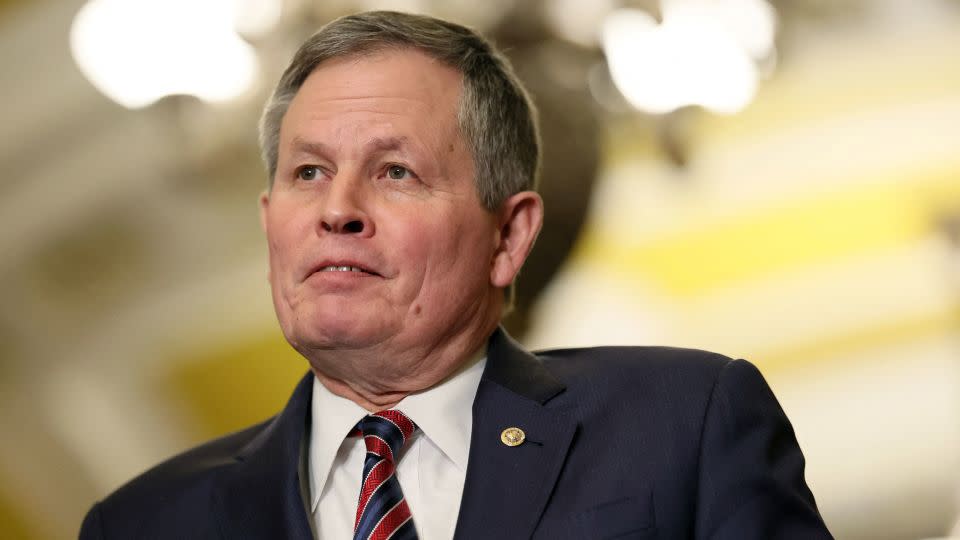 Montana Sen. Steve Daines speaks during a news conference at the US Capitol in Washington, DC, on January 17, 2024. - Leah Millis/Reuters