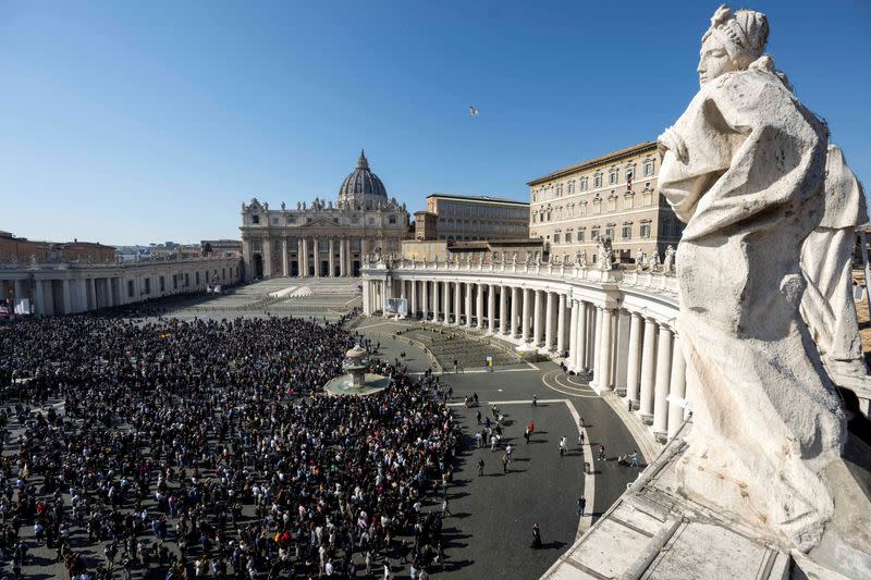 FILE PHOTO: Pope Francis leads the Angelus prayer at the Vatican