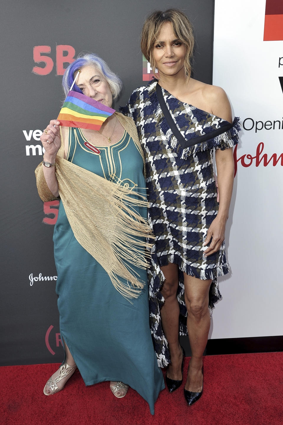 Alison Moed, left, and Halle Berry attend the U.S. premiere of the documentary Film "5B" during the opening night of LA Pride Festival on Friday, June 7, 2019, in West Hollywood, Calif. (Photo by Richard Shotwell/Invision/AP)