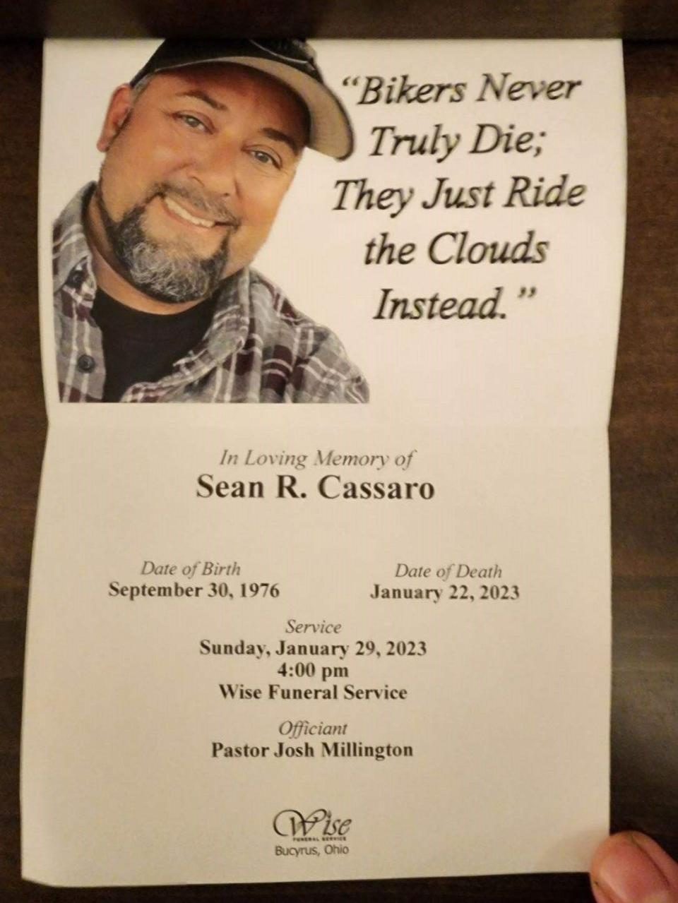 The family of Sean Cassaro shared these photos from his Jan. 29 funeral. Cassaro, 46, Bucyrus, died following a fight on Tiffin Street early Jan. 22.