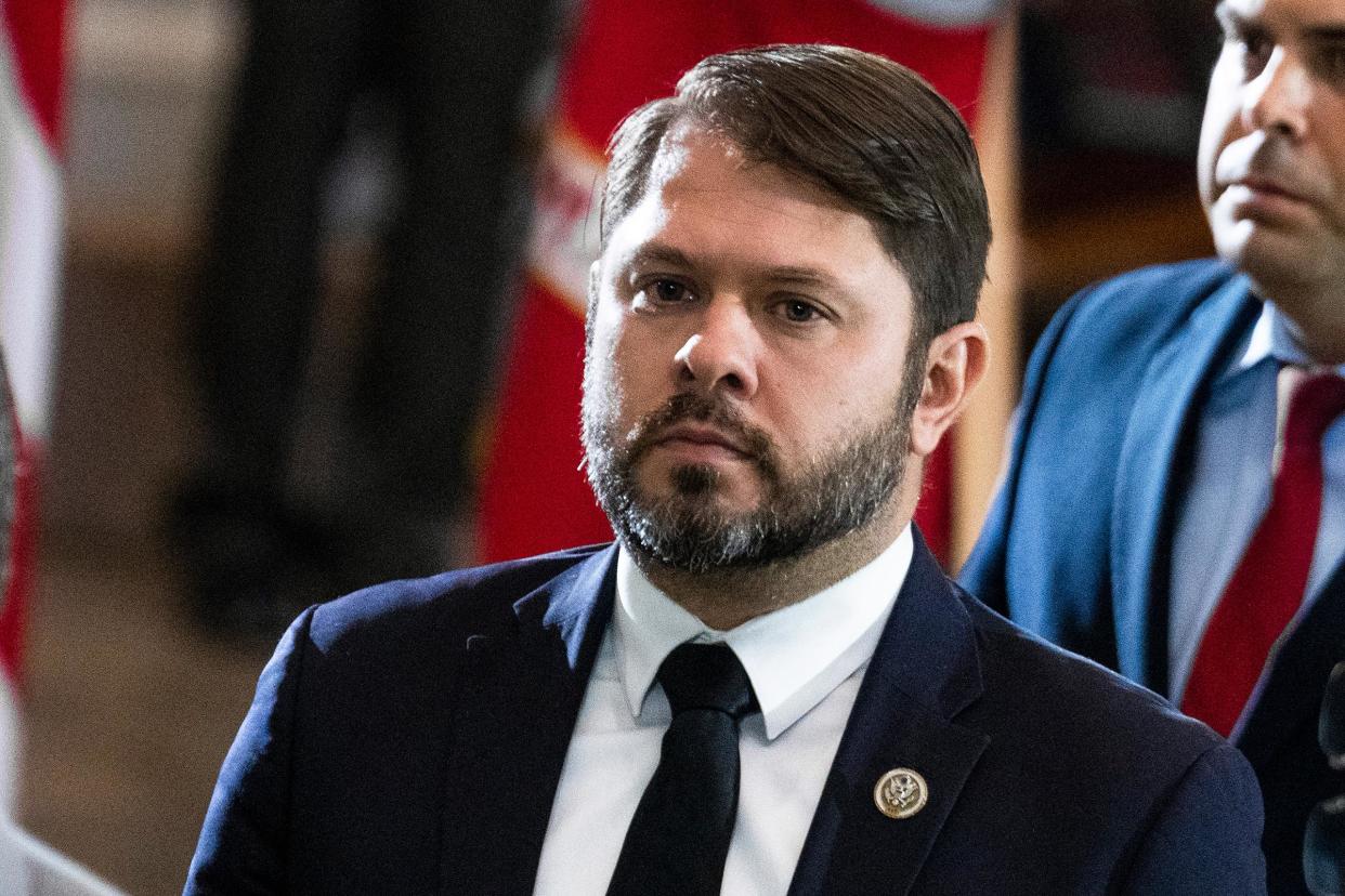 Rep. Ruben Gallego, D-Ariz., is seen in the U.S. Capitol, July 14, 2022, in Washington.