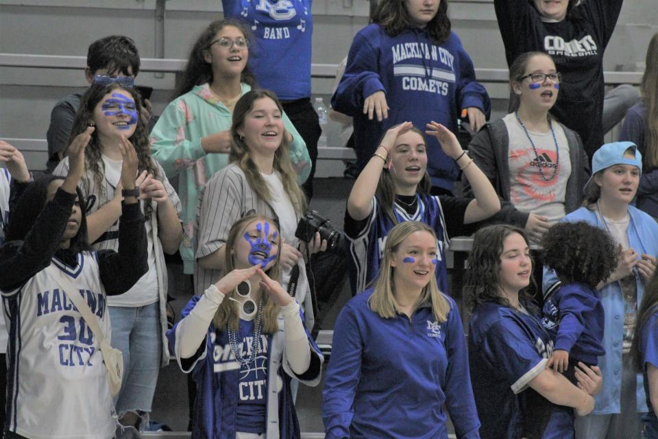 The Mackinaw City student section had plenty to celebrate during Monday's boys basketball district victory over Mackinac Island.