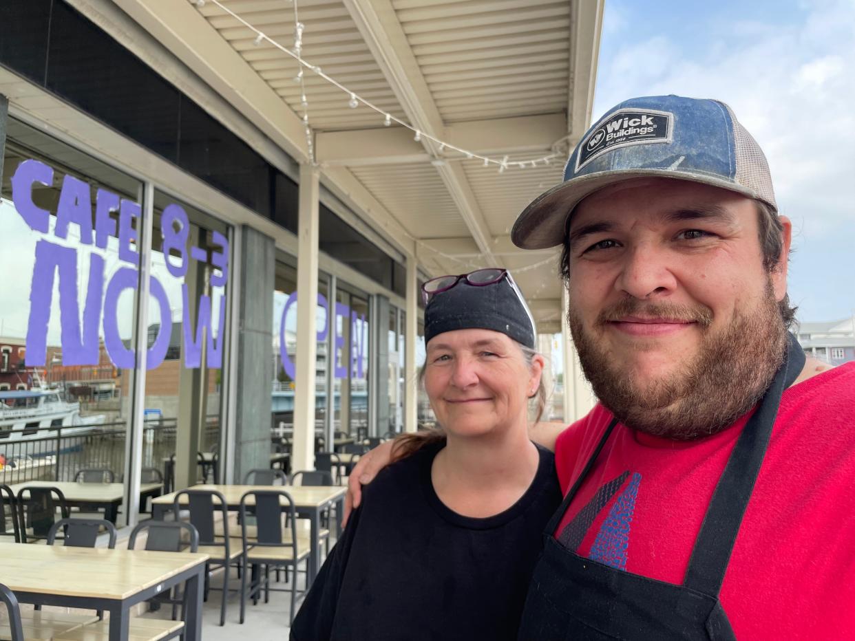CitySide Cafe head chef Tonya Makela and sous chef Dan Geiersbach on the cafe's outdoor deck on May 16, 2024.