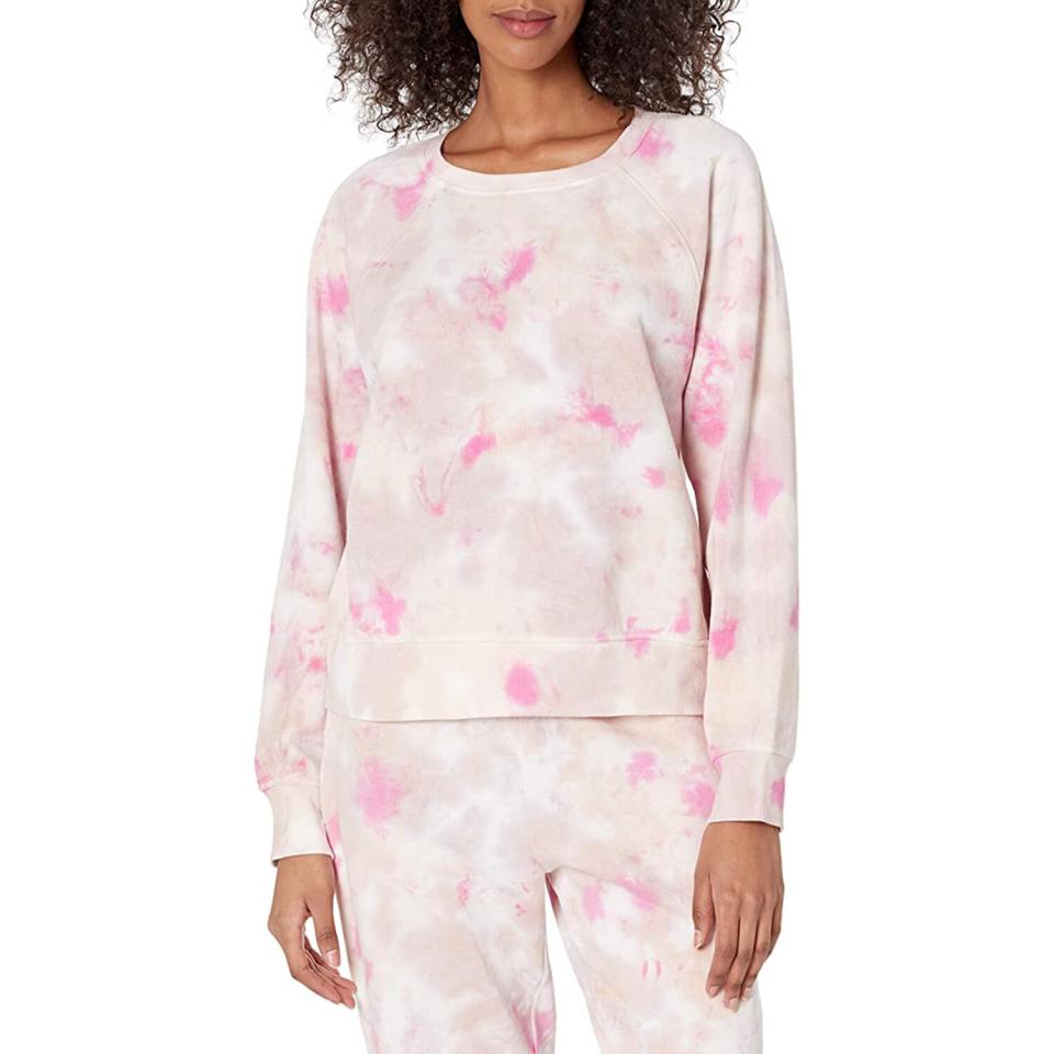 Amazon The Drop Women's Caroline Raglan Long-Sleeve Fleece Sweatshirt in Rose