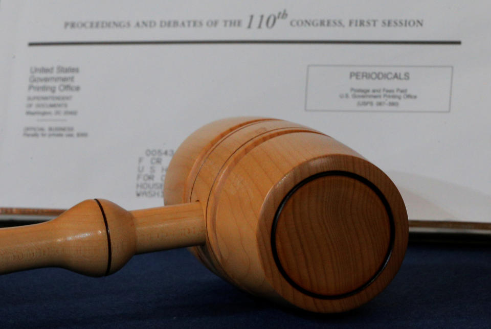 The gavel used by House Democratic leader Nancy Pelosi when she became the first female speaker of the U.S. House of Representatives. (Photo: Brian Snyder / Reuters)