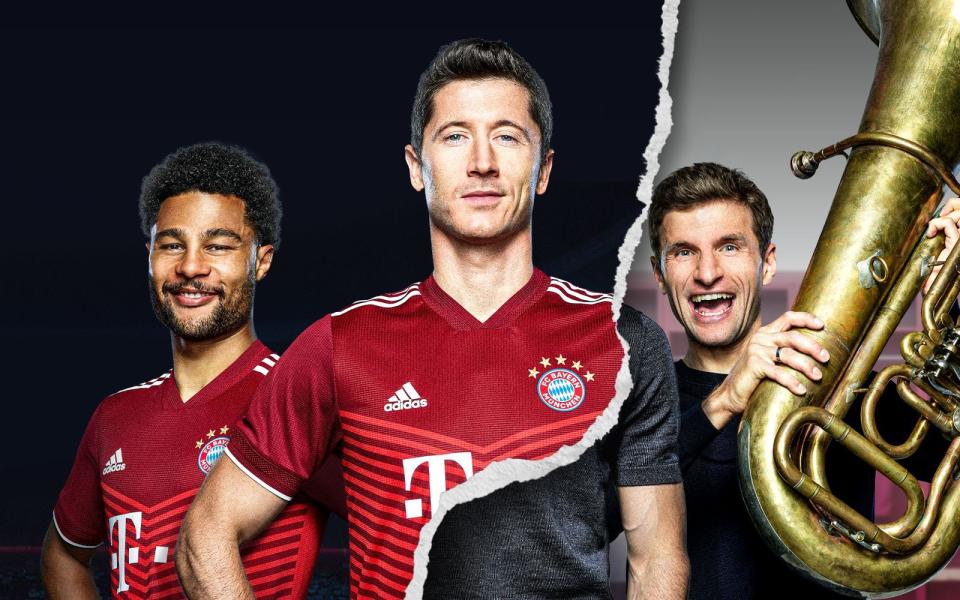 Die Kicker um Serge Gnabry (links), Robert Lewandowski (Mitte) und Thomas Müller stehen im Mittelpunkt der neuen Amazon-Doku-Serie "FC Bayern - Behind the Legend". (Bild: Amazon)
