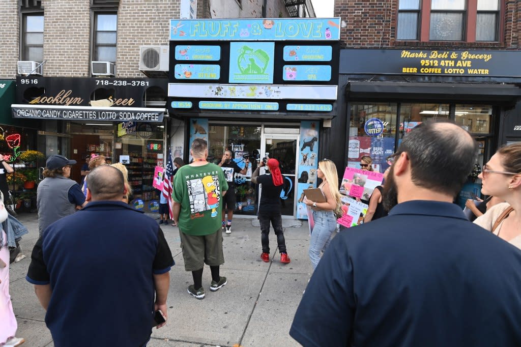 Animal lovers protested outside the business Friday afternoon. Helayne Seidman