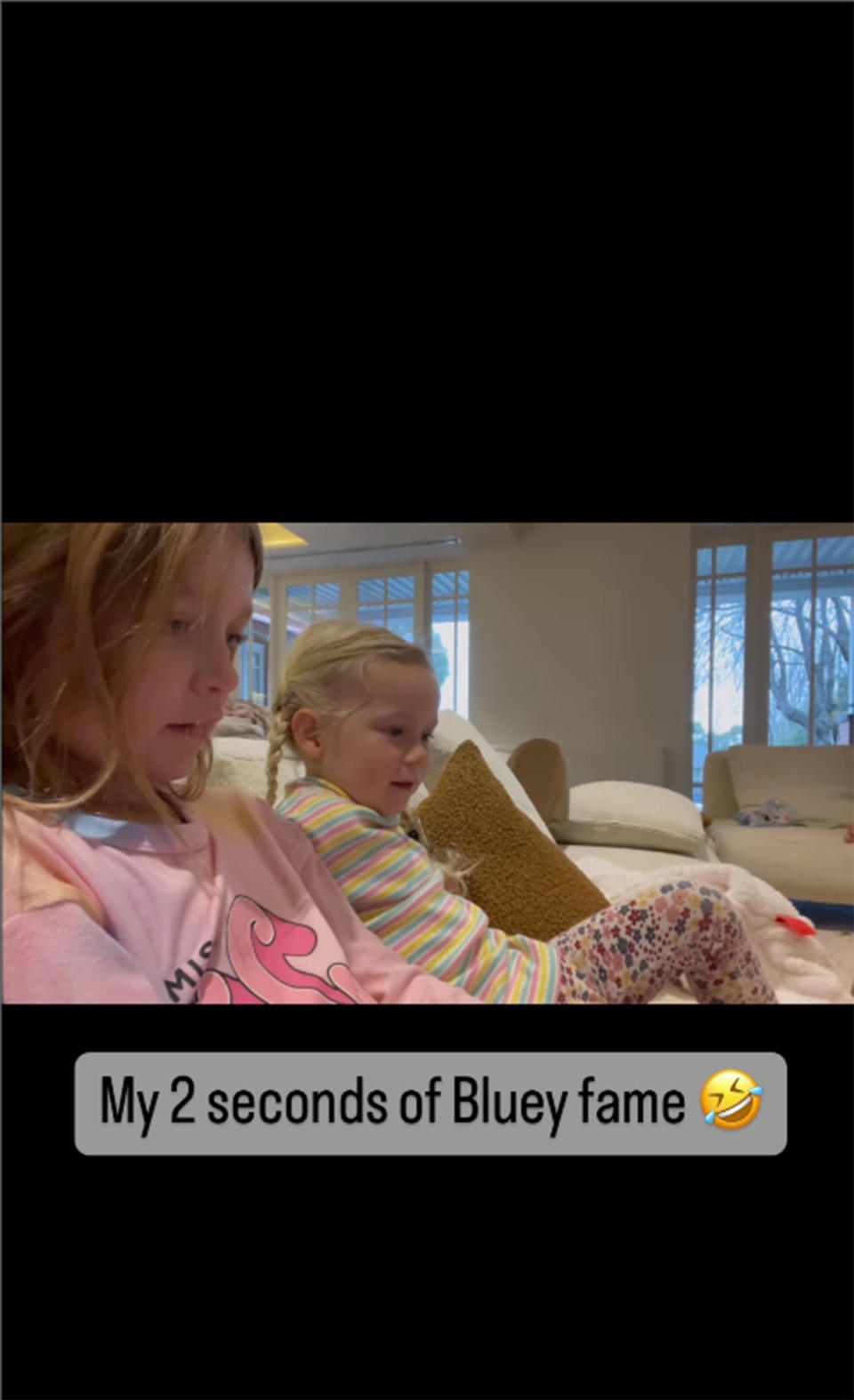 Carrie Bickmore's daughters watching her Bluey cameo