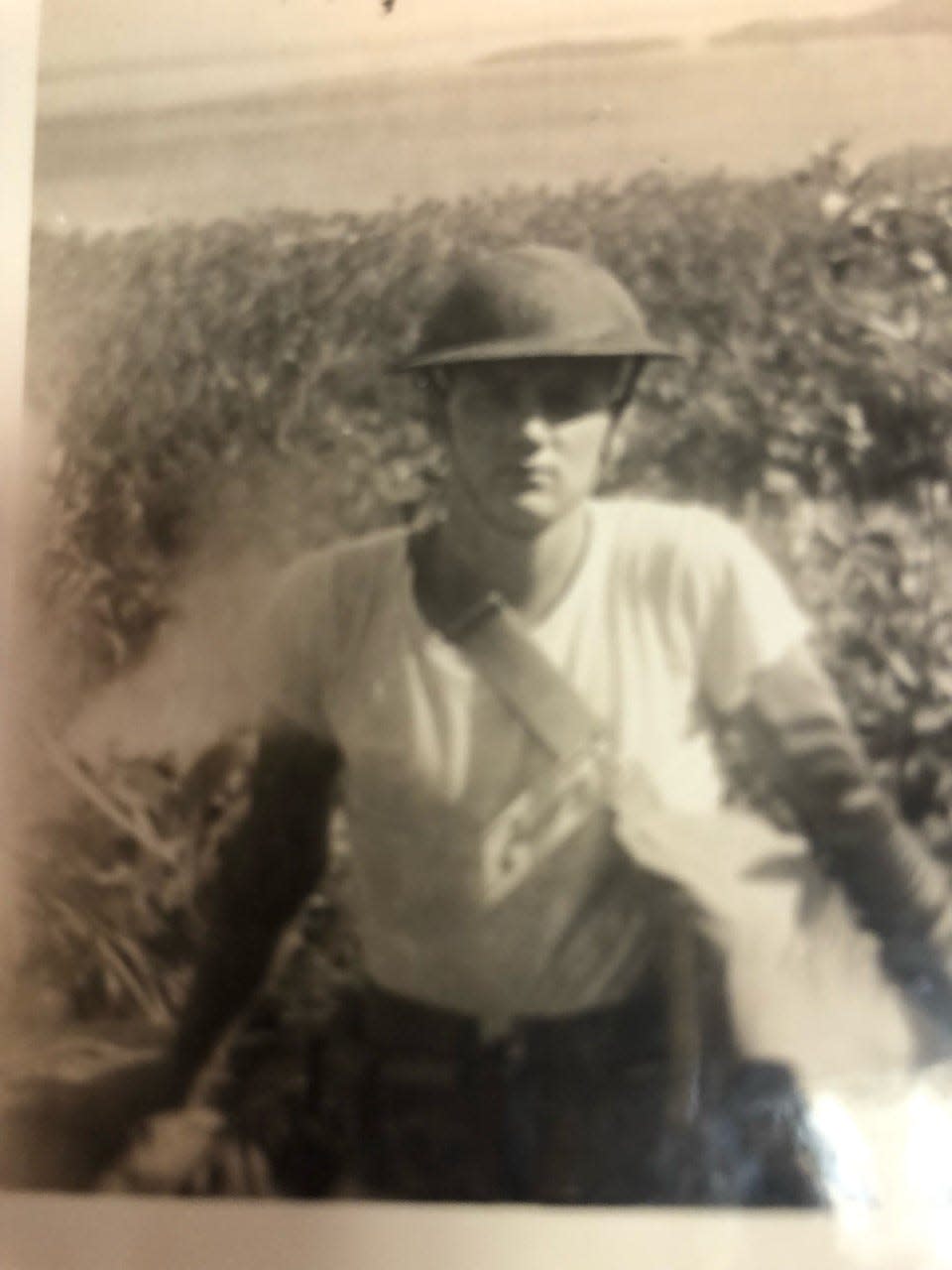 Rodman I. Gregg, a native of Cranston Heights near Prices Corner, is a 100-year-old World War II veteran. Here he is pictured in the islands of the Pacific in 1942 during the war.