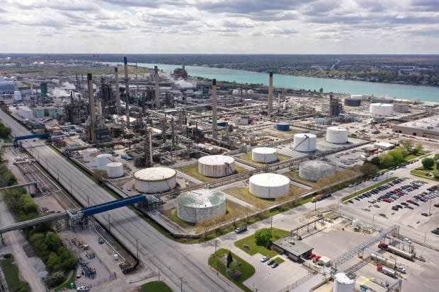 In Sarnia, Ont., thousands of jobs are directly and indirectly connected to Enbridge's Line 5, according to those fighting any sort of shutdown of the pipeline. Wednesday is the deadline given by Michigan for the Calgary-based company to close operations. (Sue Reid/CBC News - image credit)