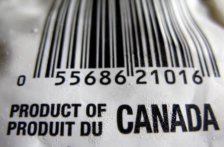 A "Product of Canada" label is seen on a bag of frozen vegetables in Montreal, May 21, 2008. REUTERS/Shaun Best