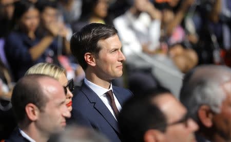 FILE PHOTO: White House Senior Advisor Jared Kushner (C) attends a joint news conference between U.S. President Donald Trump and Indian Prime Minister Narendra Modi in the Rose Garden of the White House in Washington, U.S., June 26, 2017. REUTERS/Carlos Barria/Files