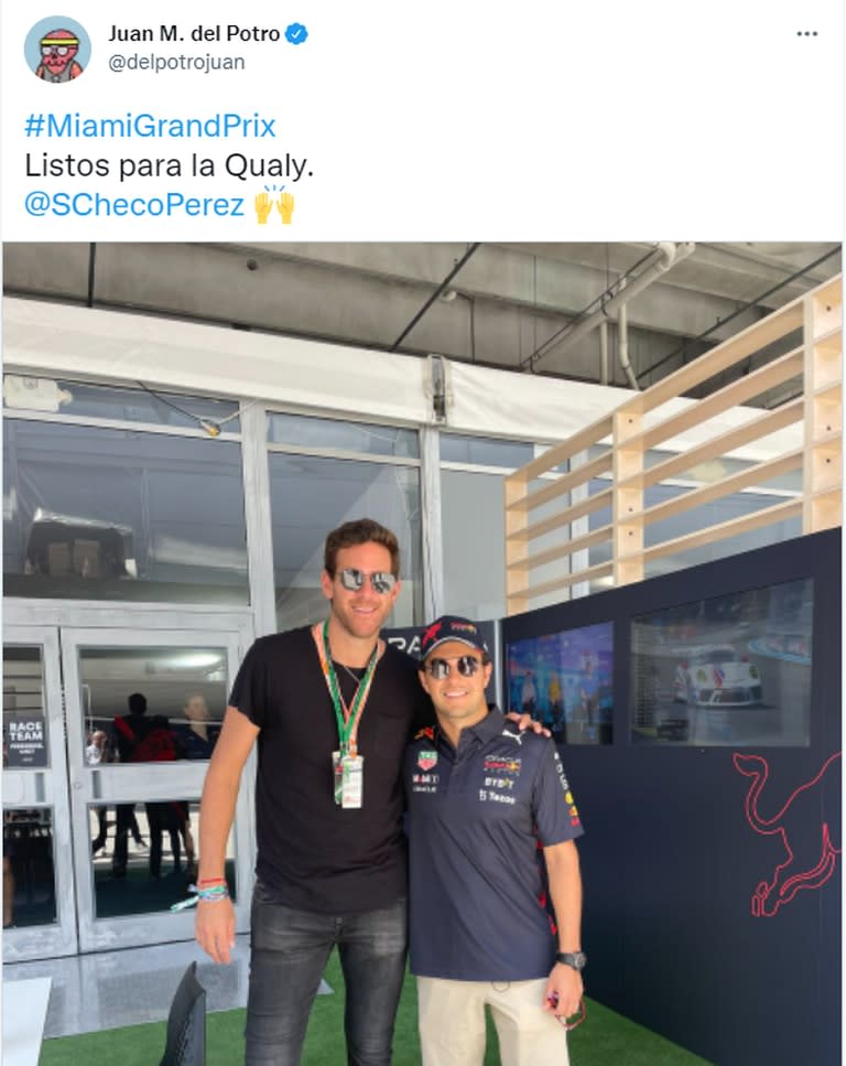 La publicación de Delpo junto a Sergio "Checo" Pérez